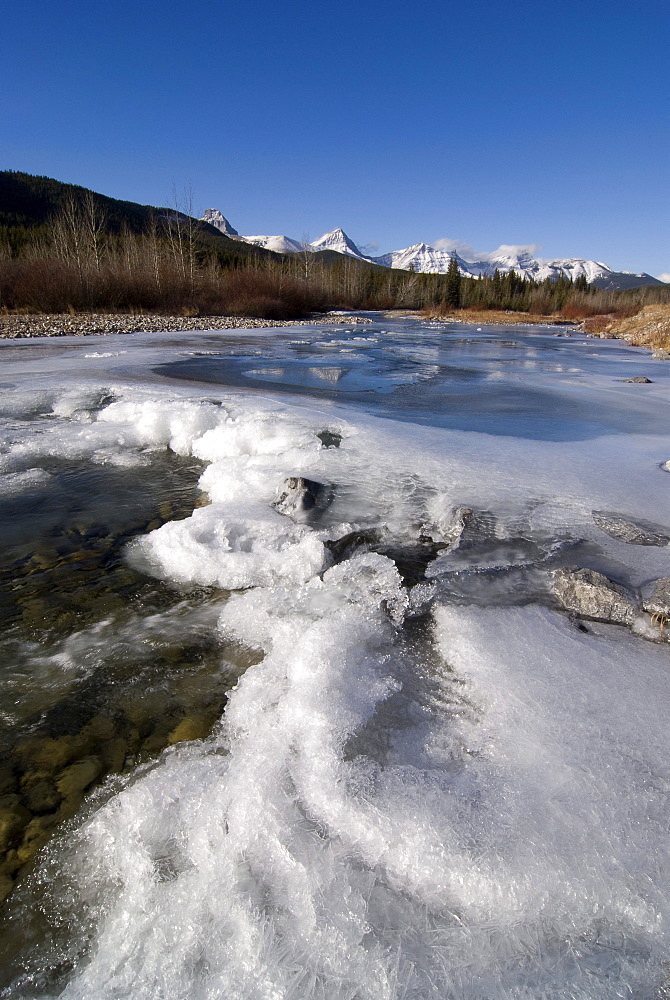 Mountain River Melting In Spring, Highwood River, Kananaskis, Alberta, Canada