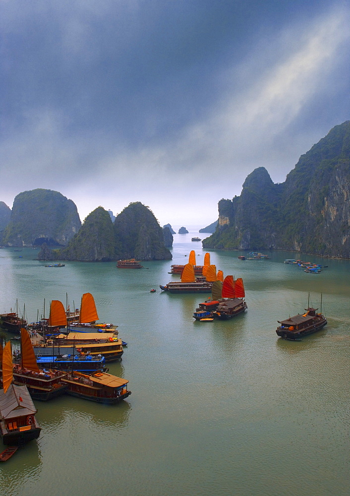 Junks On Halong Bay