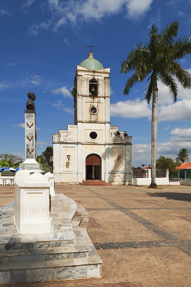 Iglesia Del Sagrado Corazon With Memorial To Jose Julivï¾°n Marti Perez In The Foreground; Vinales, Cuba