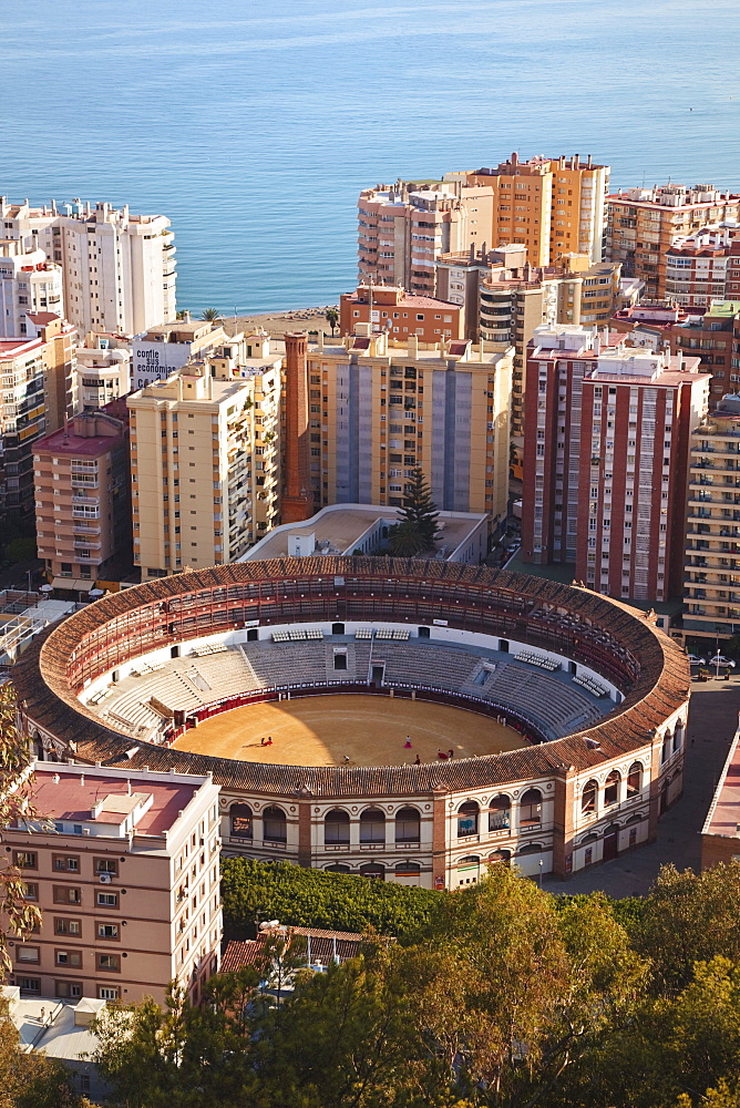 La Malagueta Bullring And Port; Malaga, Andalusia, Spain