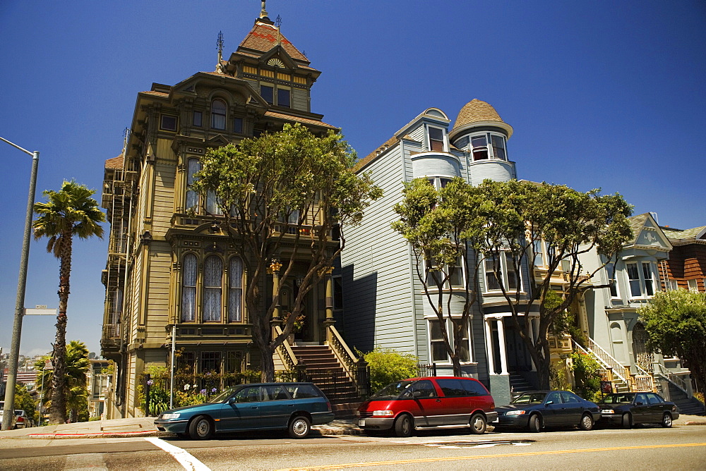 Facade of Victorian houses, San Francisco, California, USA