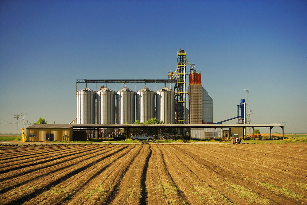 Farm in front of an agricultural building