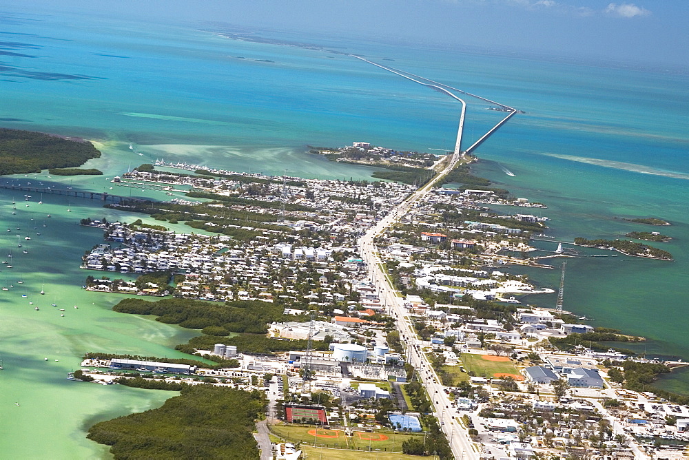 Aerial view of a city by the sea, Florida Keys, Florida, USA