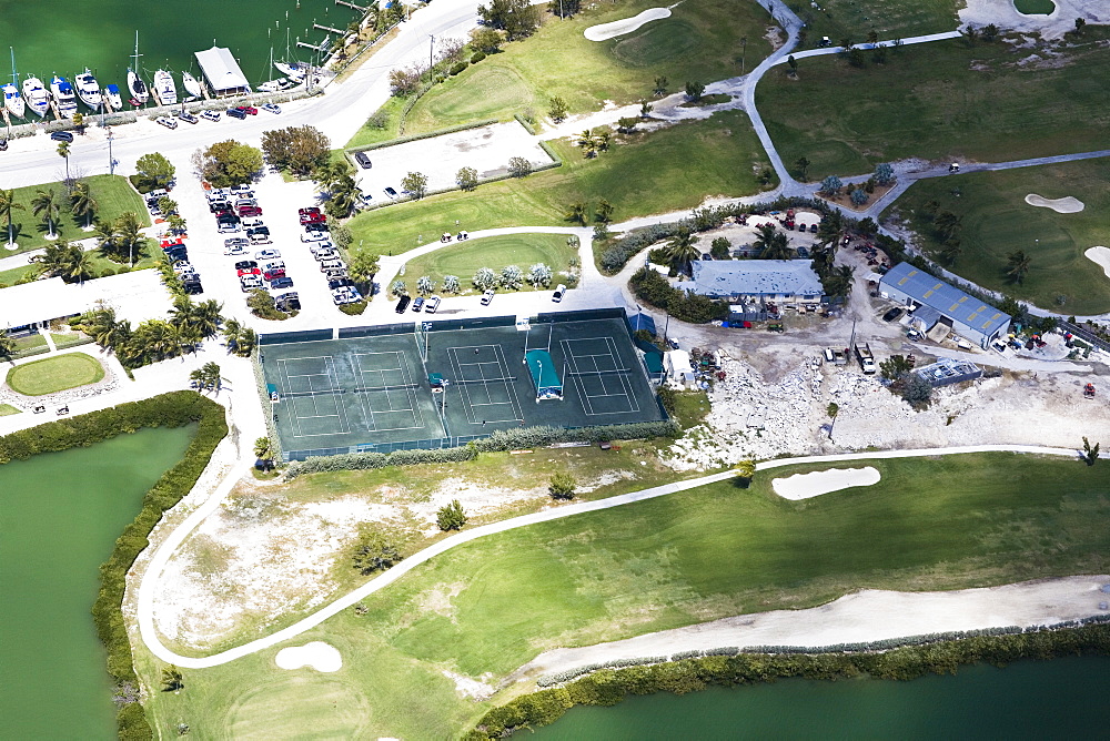 Aerial view of tennis court, Florida Keys, Florida, USA