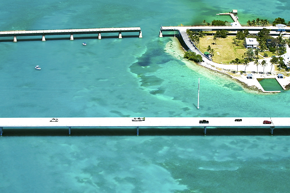 Aerial view of bridges over the sea, Florida Keys, Florida, USA