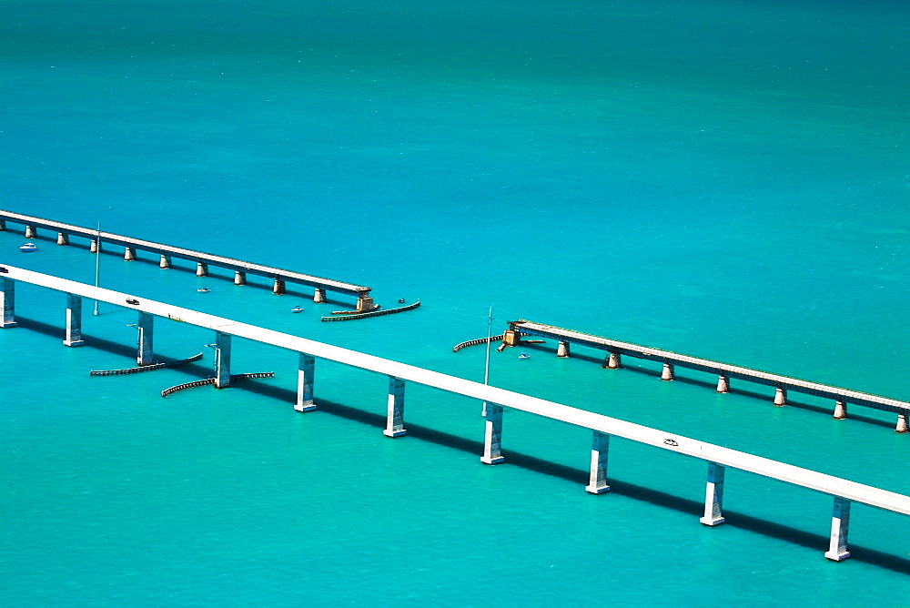 High angle view of bridges over the sea, Florida Keys, Florida, USA