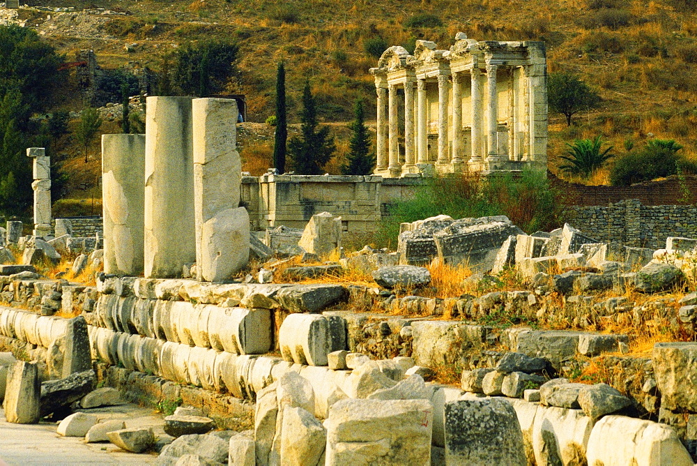 Old ruins of a building, Celsus Library, Ephesus, Turkey