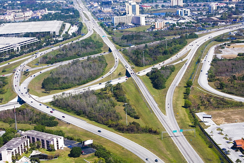 Aerial view of roads, Interstate 4, Orlando, Florida, USA