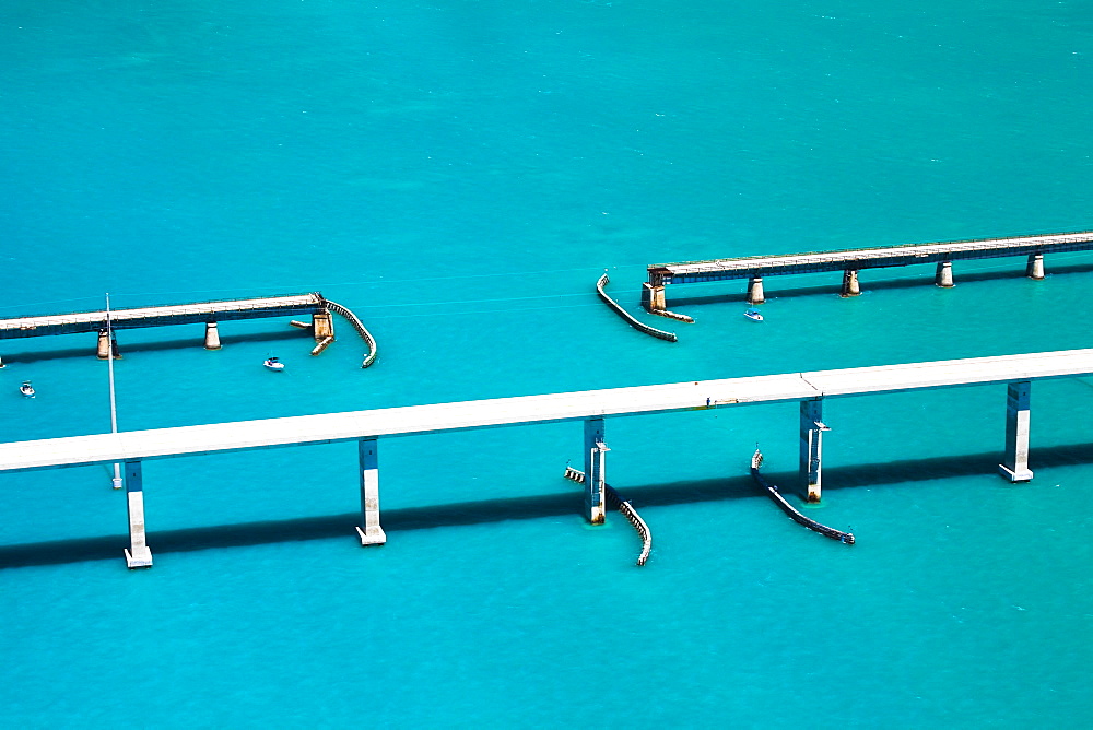 High angle view of bridges over the sea, Florida Keys, Florida, USA