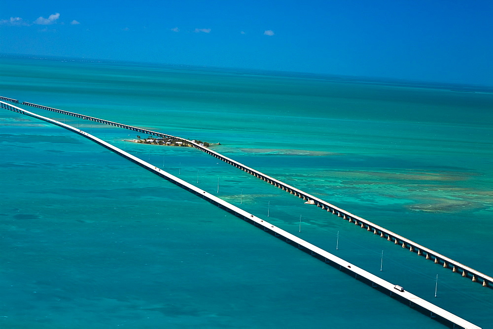Aerial view of two bridges over the sea, Florida Keys, Florida, USA