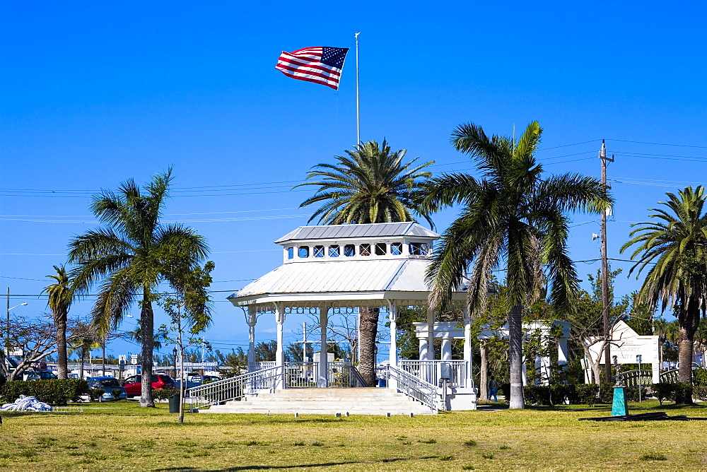 Building surrounded by palm trees in a park, Bayview Park, Key West, Florida, USA