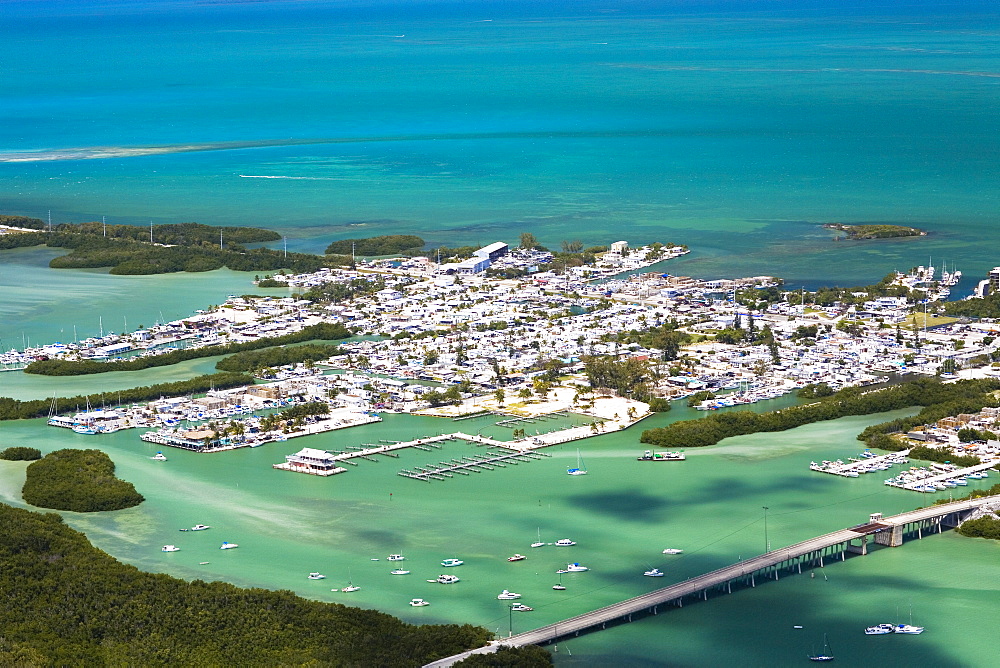 Aerial view of a city by the sea, Florida Keys, Florida, USA