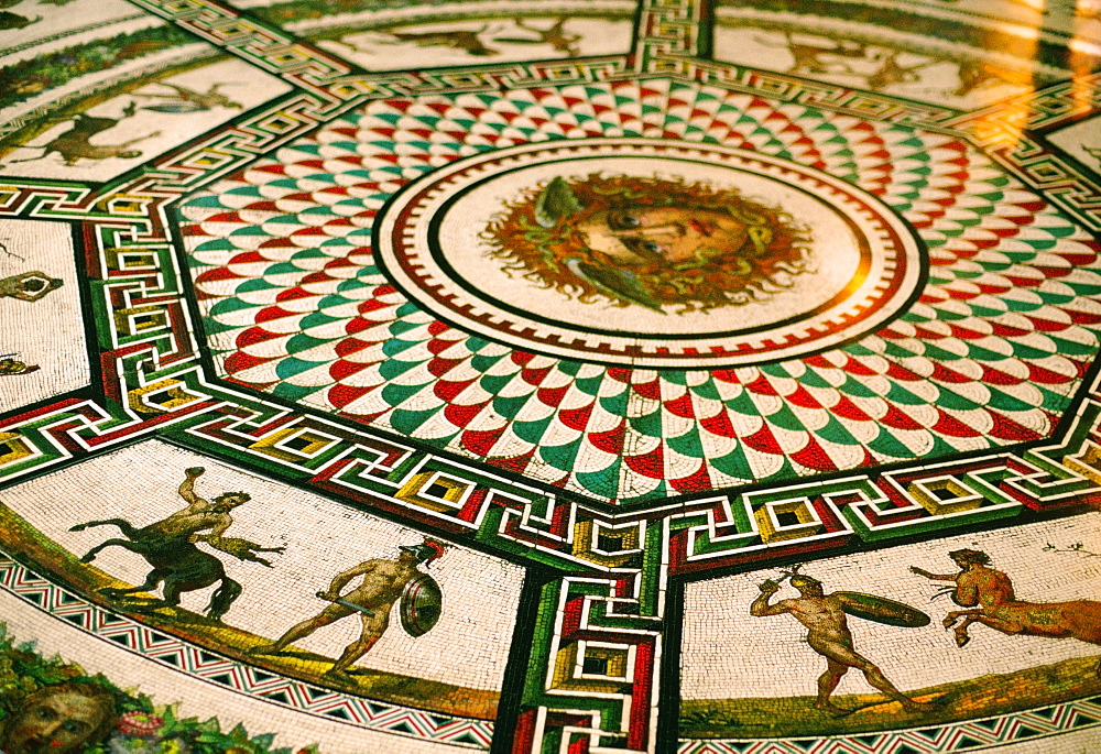 High angle view of the mosaic on the floor of a palace, Winter Palace, Hermitage Museum, St. Petersburg, Russia