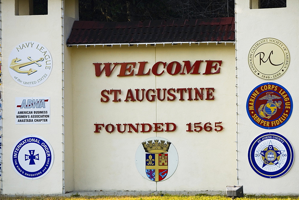 Close-up of an information sign, St. Augustine, Florida, USA