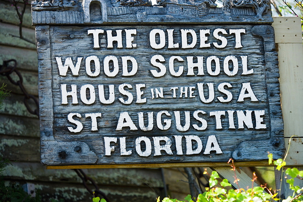 Close-up of a signboard, St. Augustine, Florida, USA