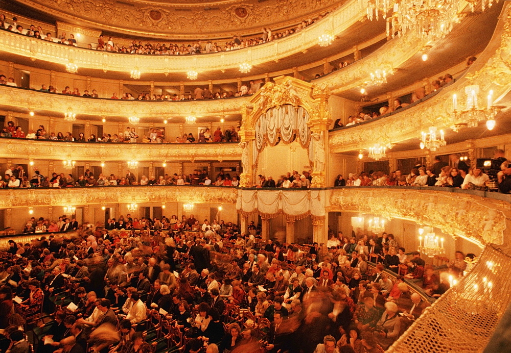 Large group of people in a theater, Mariinksy Theater, St. Petersburg, Russia