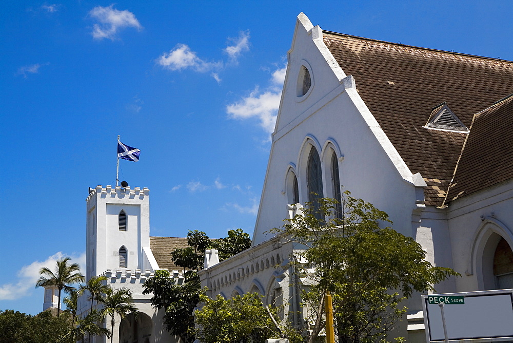 Low angle view of buildings, St. Andrews Presbyterian Church of Scotland, Nassau, Bahamas