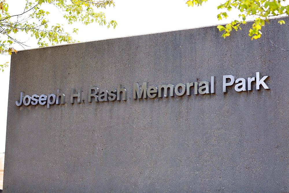 Close-up of a text mounted on a wall, Joseph H. Rash Memorial Park, Baltimore, Maryland, USA