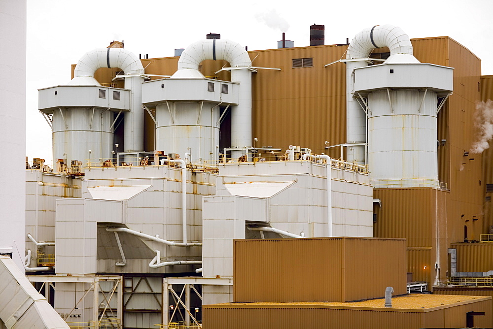 Low angle view of an oil refinery, Baltimore, Maryland, USA