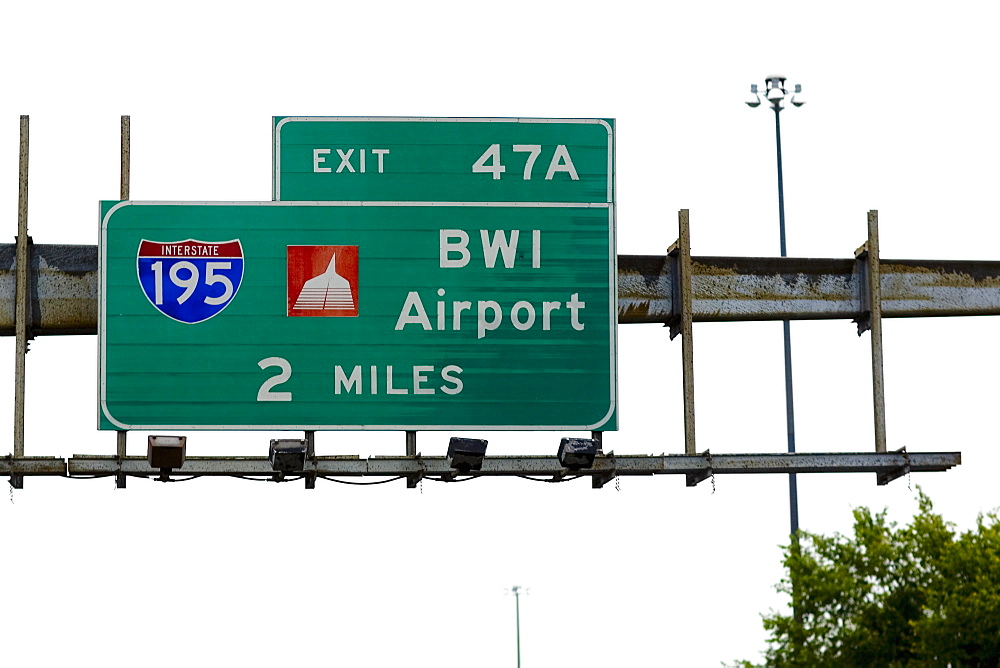 Low angle view of a road signboard, Baltimore, Maryland, USA