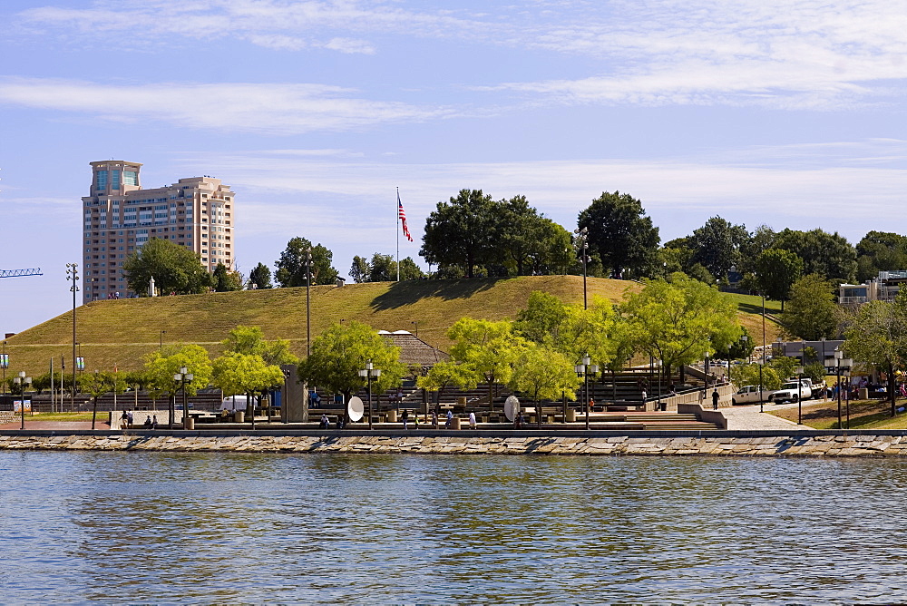 Buildings near a harbor, Inner Harbor, Baltimore, Maryland, USA