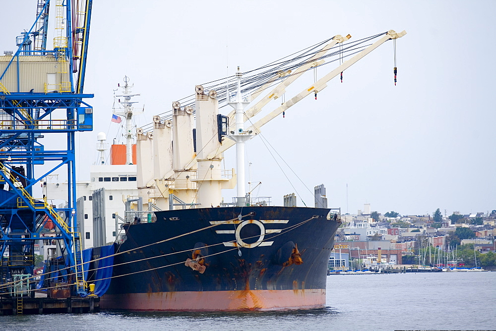 Industrial ship moored at a harbor, Inner Harbor, Baltimore, Maryland, USA