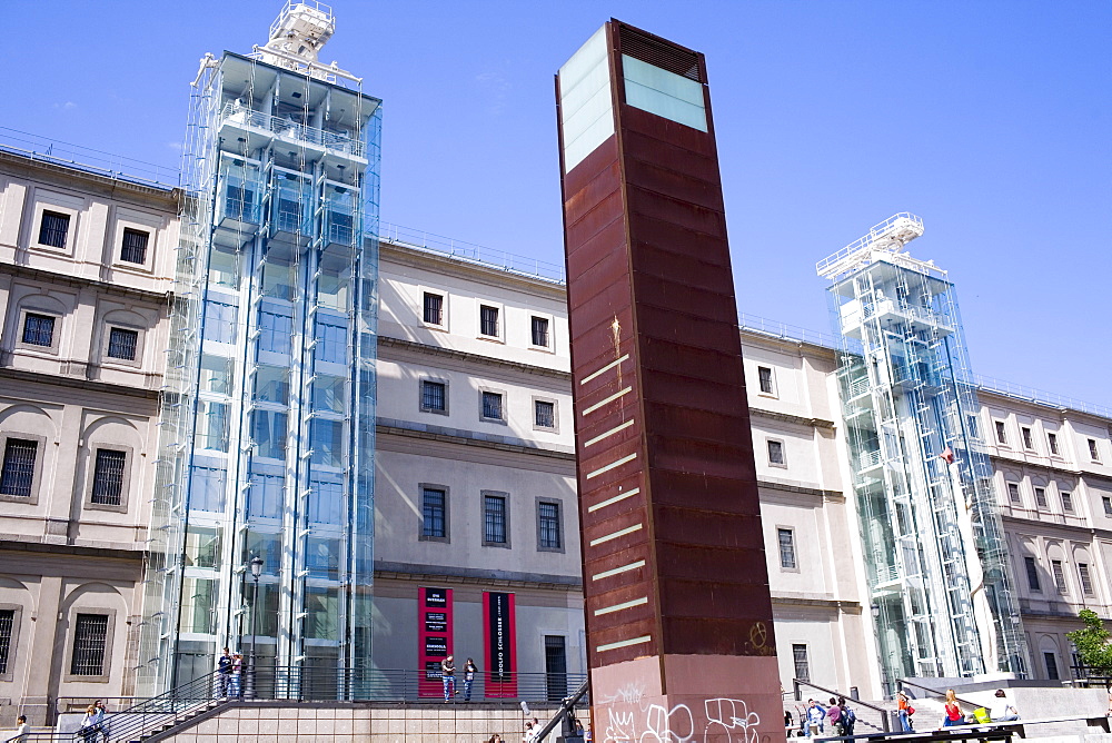 Monument in front of a museum, Museo Nacional Centro de Arte Reina Sofia, Madrid, Spain