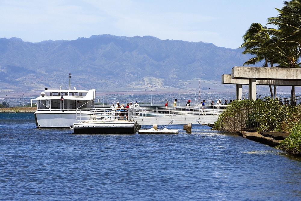 Tourboat in the sea, Pearl Harbor, Honolulu, Oahu, Hawaii Islands, USA