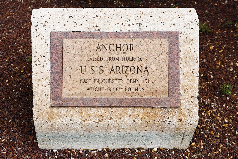 Close-up of a memorial plaque, USS Arizona Memorial, Pearl Harbor, Honolulu, Oahu, Hawaii Islands, USA