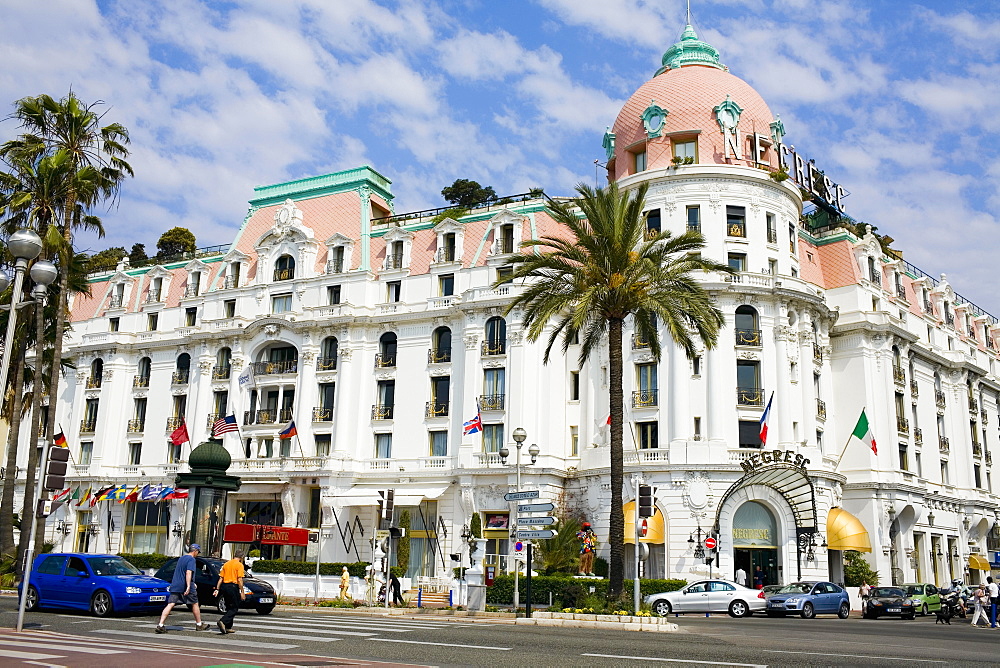 Hotel at a roadside, Hotel Negresco, Promenade des Anglais, Nice, France