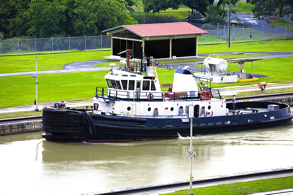 Boat in a canal, Panama Canal, Panama
