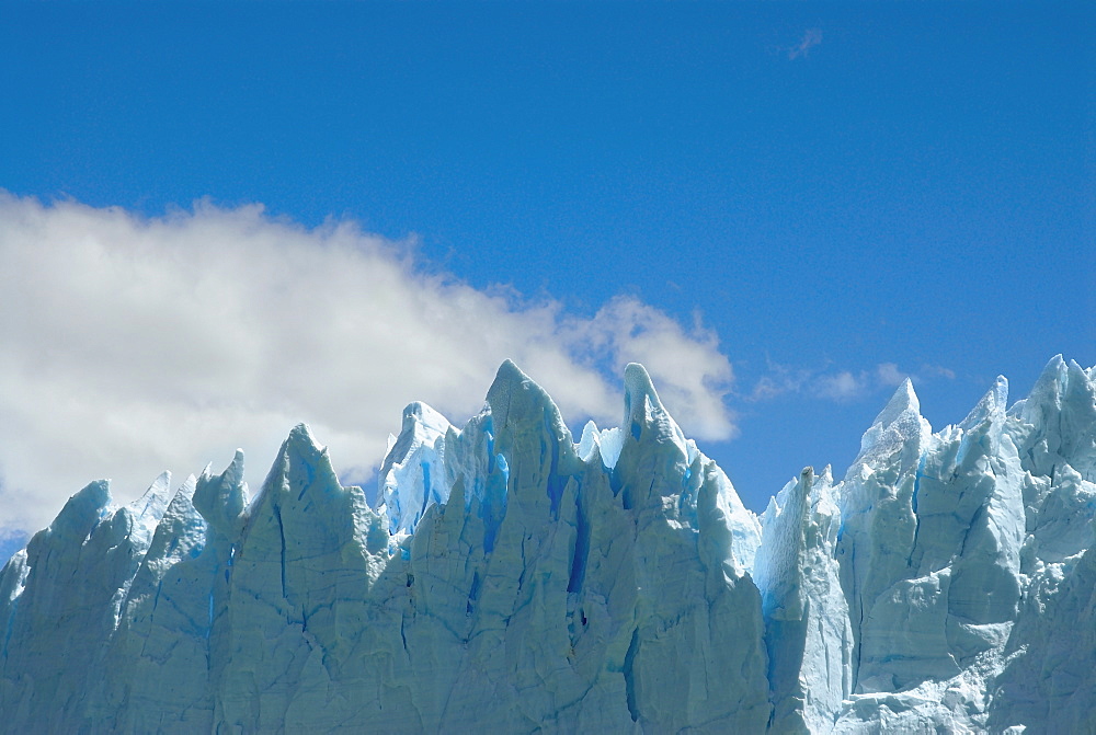 Low angle view of glaciers, Moreno Glacier, Argentine Glaciers National Park, Lake Argentino, El Calafate, Patagonia, Argentina