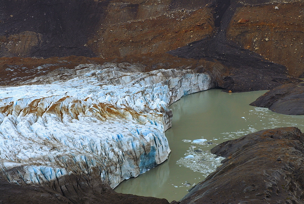 High angle view of glaciers in a lake, Glacier Grande, Mt Fitzroy, Chalten, Southern Patagonian Ice Field, Patagonia, Argentina