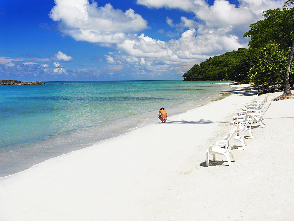 Lounge chairs on the beach, South West Bay, Providencia, Providencia y Santa Catalina, San Andres y Providencia Department, Colombia