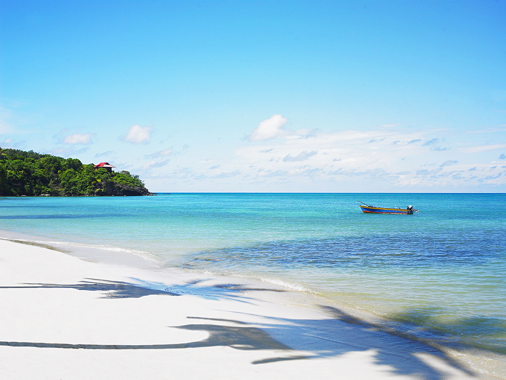 Shadow of trees on the beach, Providencia, Providencia y Santa Catalina, San Andres y Providencia Department, Colombia