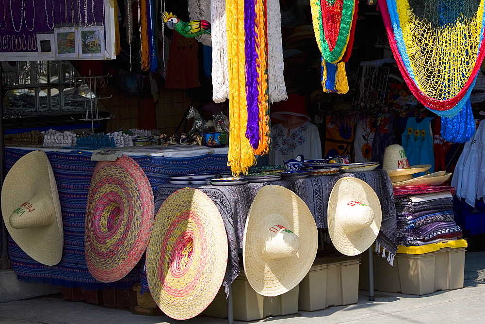Straw hats in a store, Cancun, Mexico