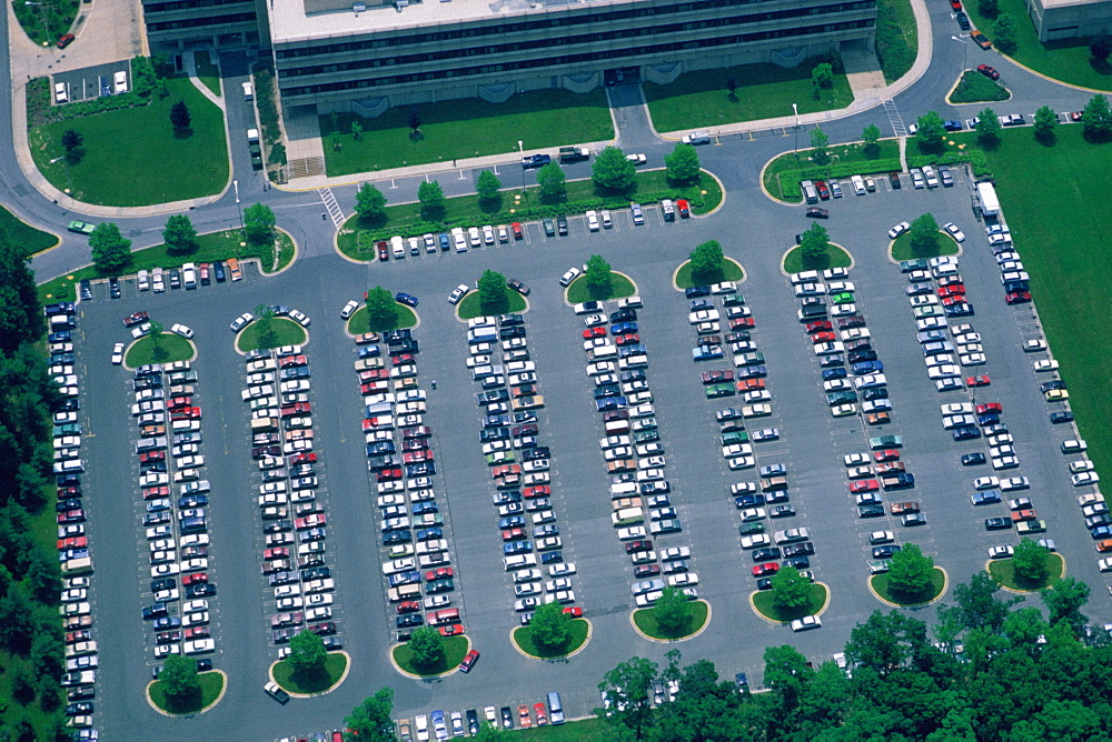 Aerial view of large parking lot in Maryland