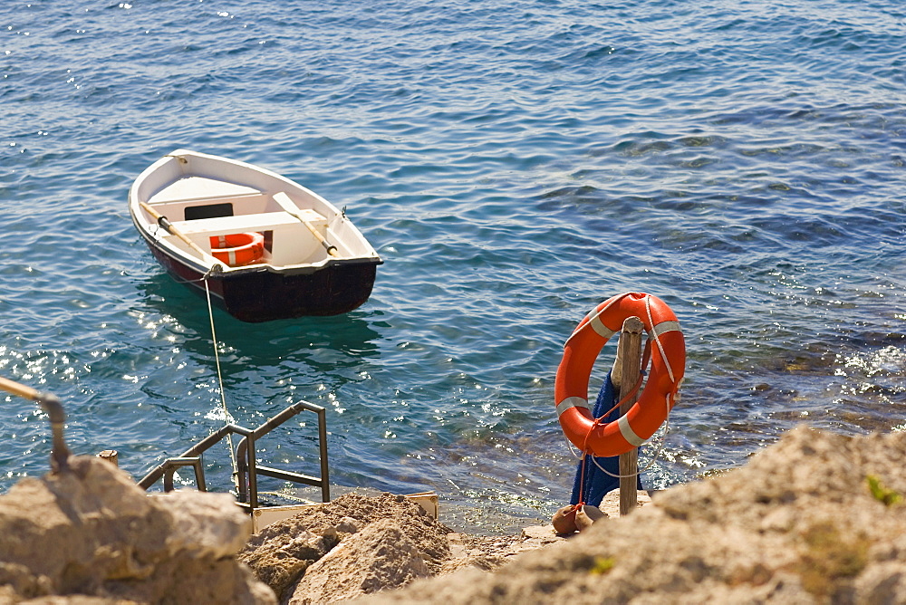 High angle view of a boat in the sea, Capri, Campania, Italy