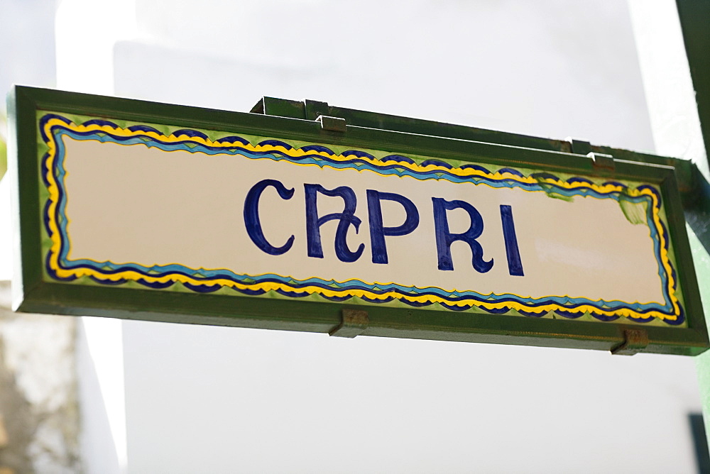 Close-up of an information board, Capri, Campania, Italy