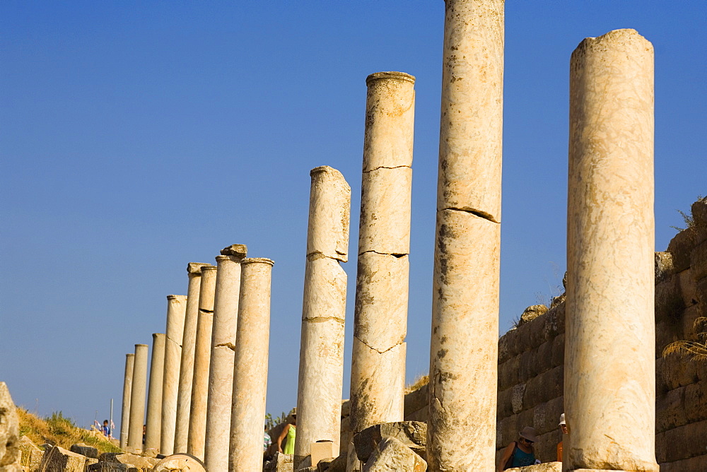 Old ruins of columns in a row, Ephesus, Turkey