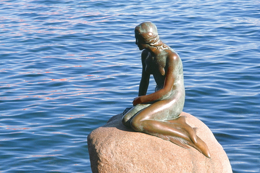 High angle view of a statue, Little Mermaid, Copenhagen, Denmark