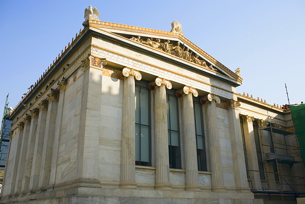 Low angle view of an university building, National and Kapodistrian University of Athens, Athens, Greece