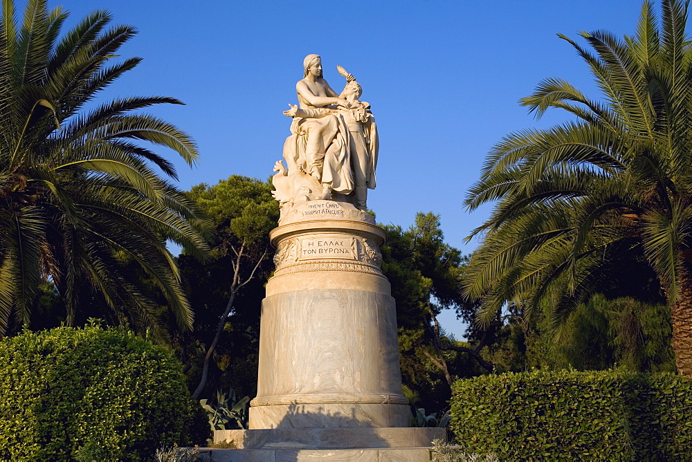 Low angle view of a statue in a garden, National Garden, Athens, Greece