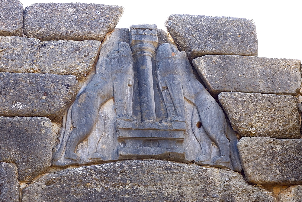 High section view of a gate, Lion Gate, Mycenae, Peloponnese, Athens, Greece