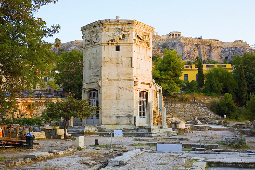 Old ruins of a tower, Tower Of The Winds, Roman Agora, Athens, Greece