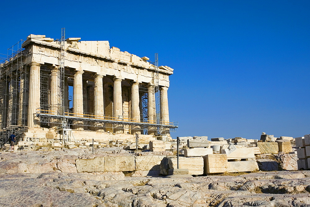 Old ruins of a temple, Parthenon, Acropolis, Athens, Greece