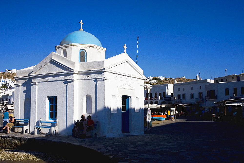 Church in a town, Mykonos, Cyclades Islands, Greece