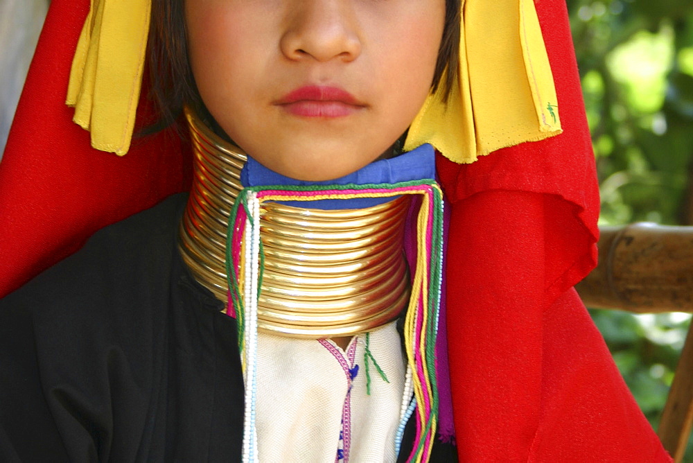 Close-up of a girl with a neckring, Chiang Mai, Thailand