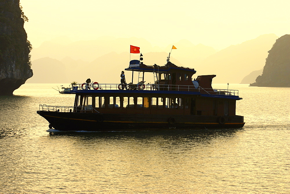 Tourboat in the sea, Halong Bay, Vietnam