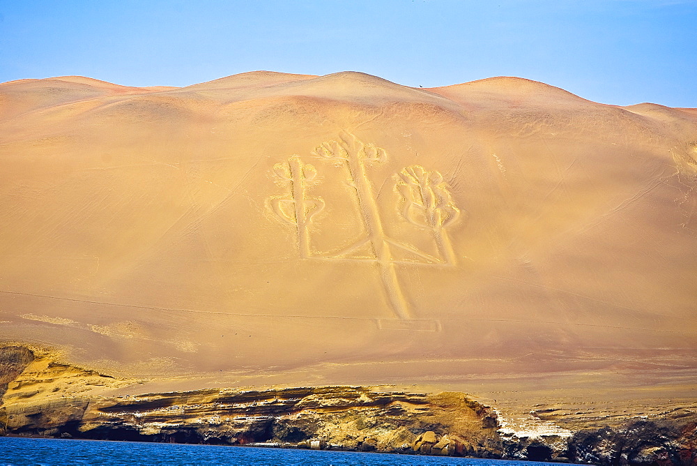 Design made on a sand dune, El Candelabro, Paracas, Paracas District, Pisco Province, Ica Region, Peru